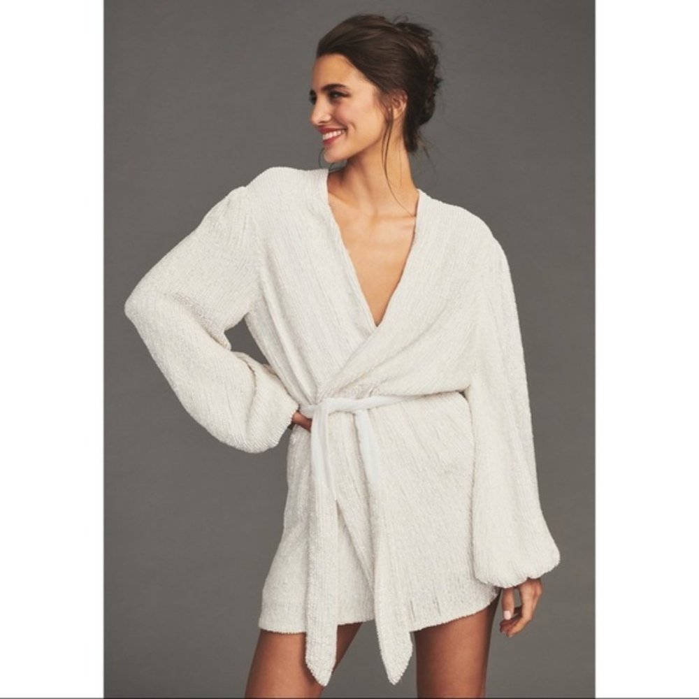 Retrofete Gabrielle Robe Dress- Moonglow White